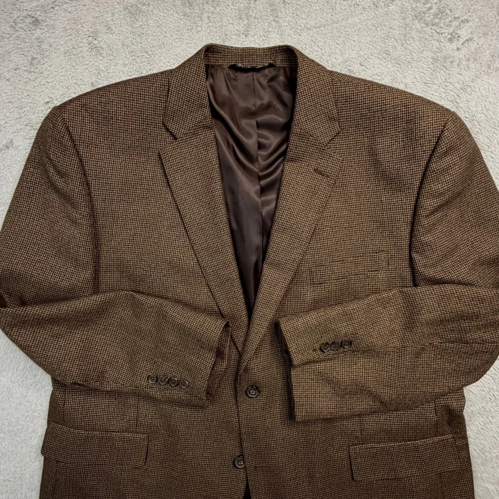 Joseph & Feiss Mens Brown Micro Check Sport Coat Blazer 48R RN 121404